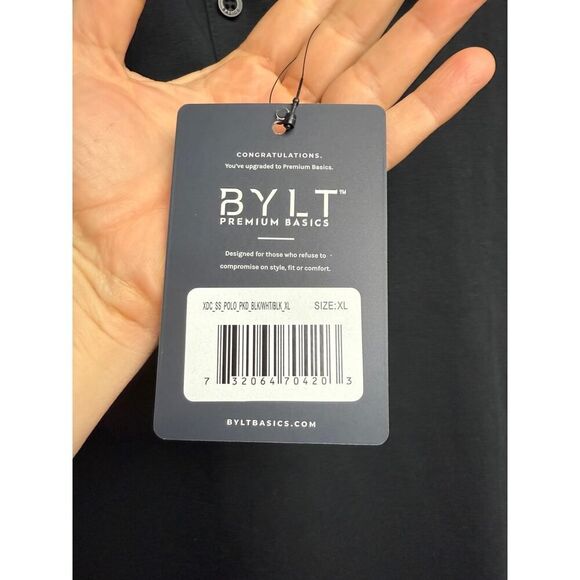 BYLT Lux Black Polo with Polka Dot Collar NWT Sz. XL - Picture 5 of 5